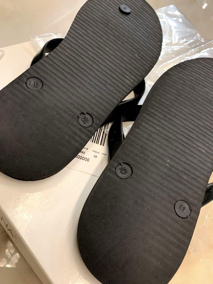 DOLCE&GABBANA ドルチェ&ガッバーナ 鼻緒　レザーサンダル  ロゴ入