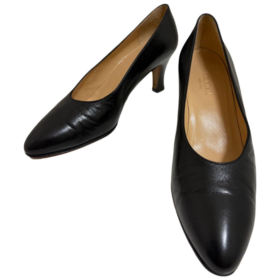 OLD GUCCI オールド グッチ 80s ITALY製 レザーパンプス 24 OLD GUCCI オールド グッチ 80s ITALY製 レザーパンプス 24