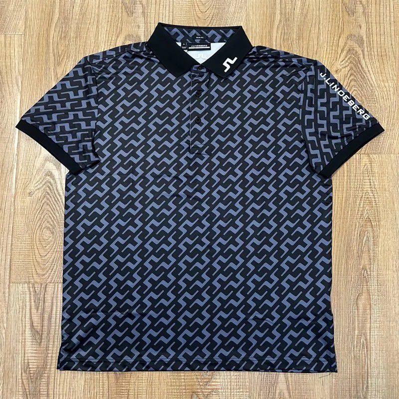 新品　J.LINDEBERG　ゴルフ　半袖　ポロシャツ　ブラック　M　メンズ