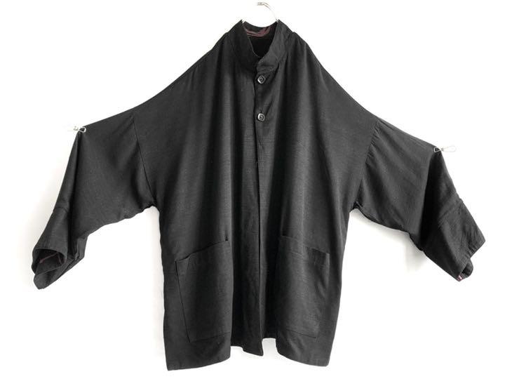 希少80s90s USA製 羽織りジャケット ハーフコート 黒赤青古着