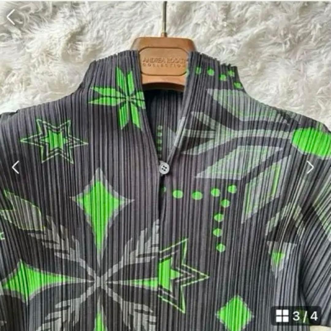 【美品】 PLEATS PLEASE ノルディック柄 幾何学柄模様 七分袖　3