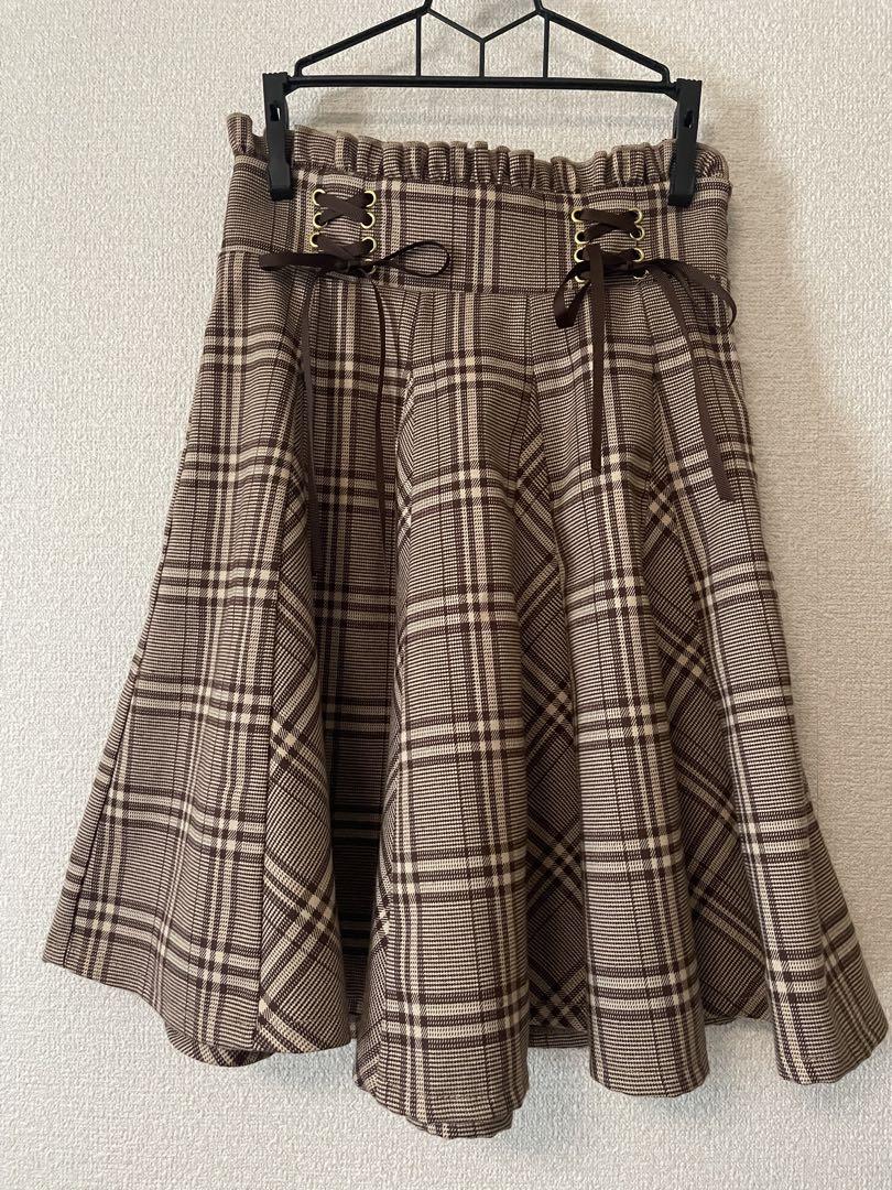 Amavelフレアスカート セット チェック柄 リボン付き まとめ売り