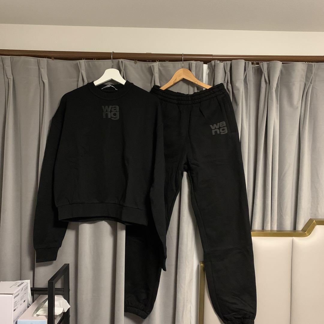 AlexanderWangロゴスウェット 上下セット　黒トップス