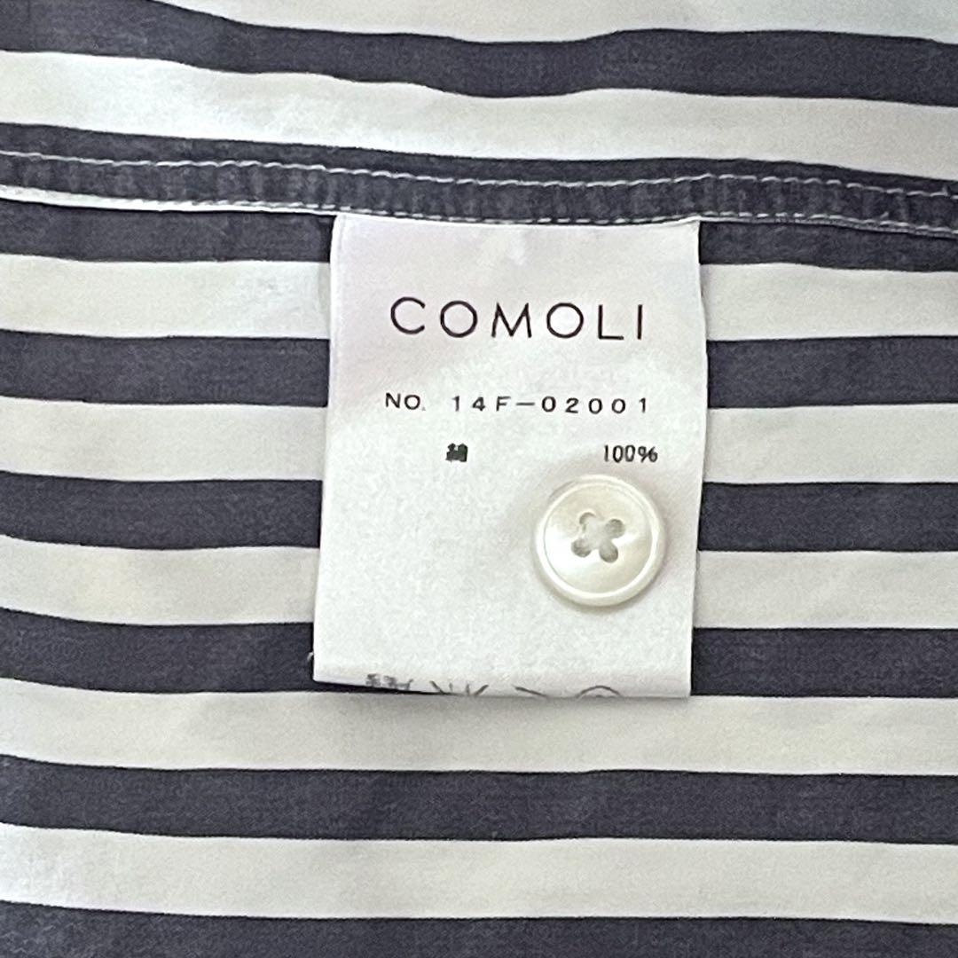 5090【美品】COMOLI コモリシャツ ストライプ ホワイト ブルー