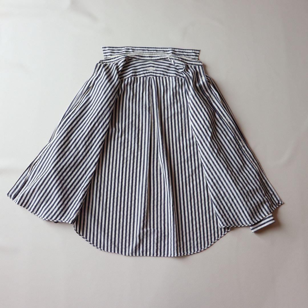 5090【美品】COMOLI コモリシャツ ストライプ ホワイト ブルー
