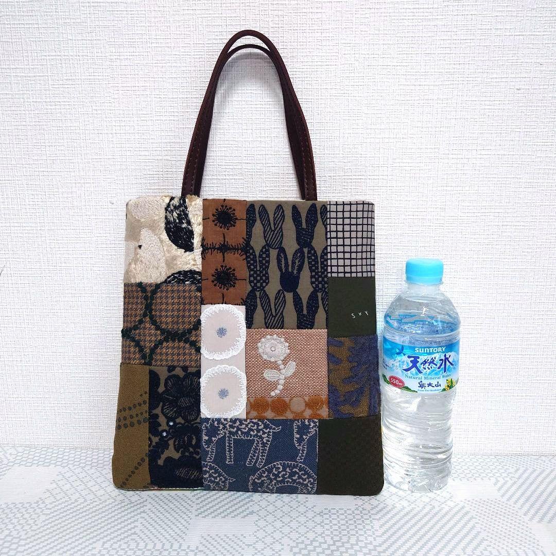 ハンドメイド　パッチワークミニトートバッグ　ミナペルホネン ミナペルホネン 両面 パッチワーク ミニトートバッグ