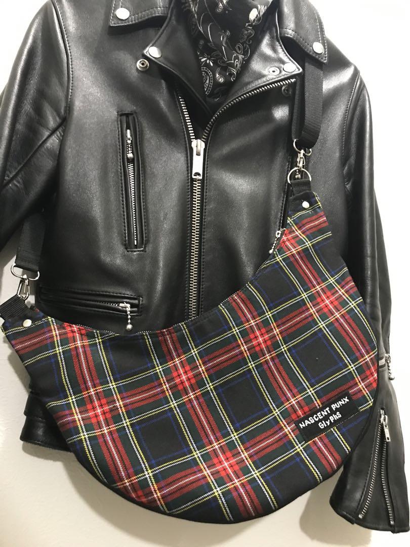 GlyPhS original ネイビータータンチェック バナナ ショルダー