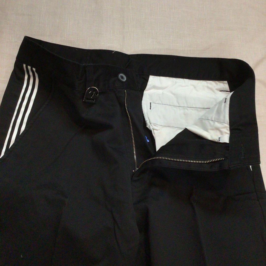 新品 adidas チノパン ブラック×ホワイト Mサイズ ラインメンズ タグ付