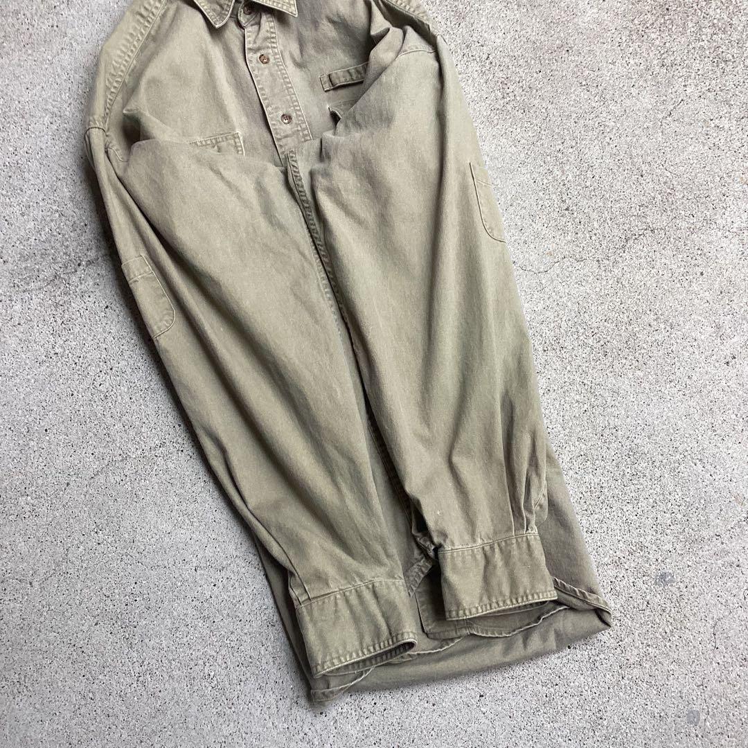 【おすすめ】 90s CAMEL ハンガーループ 袖ポケ 多収納 サファリシャツ トップス