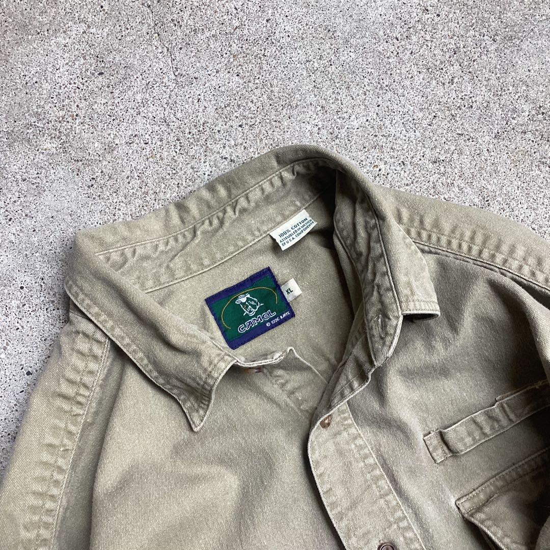 90s CAMEL サファリシャツ 多収納 袖ポケ ハンガーループ