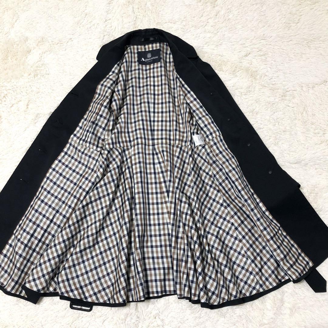美品✨Aquascutum ステンカラーコート クラブチェック ベルト付き