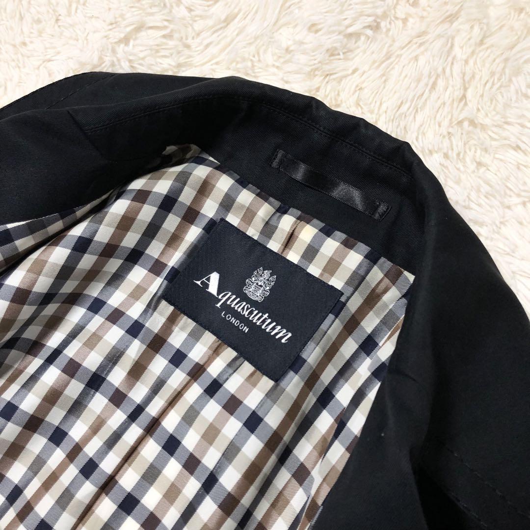 美品✨Aquascutum ステンカラーコート クラブチェック ベルト付き