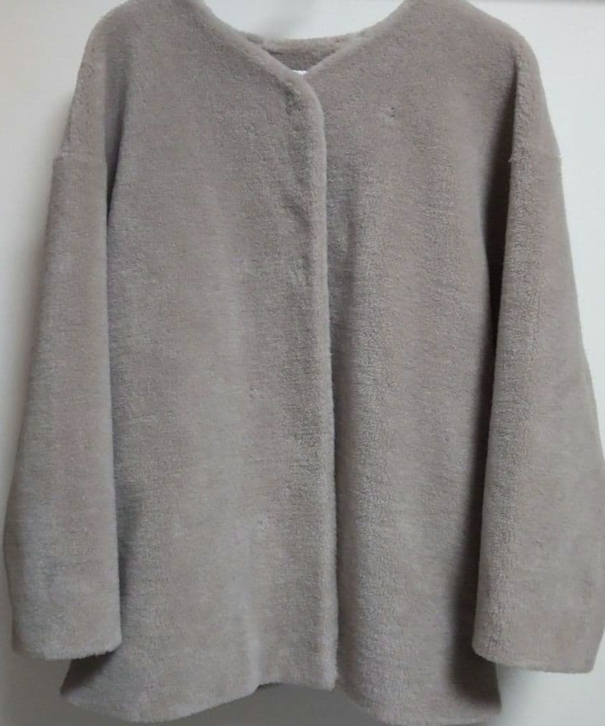 three dots ノーカラーボアジャケットアウター