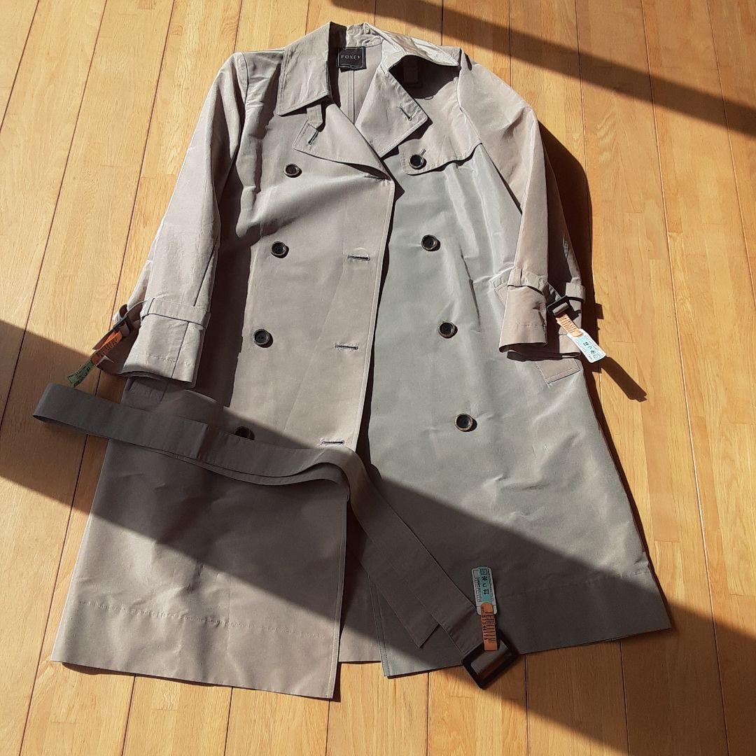 FOXEY ベージュ シルク混トレンチコート 40M Foxey