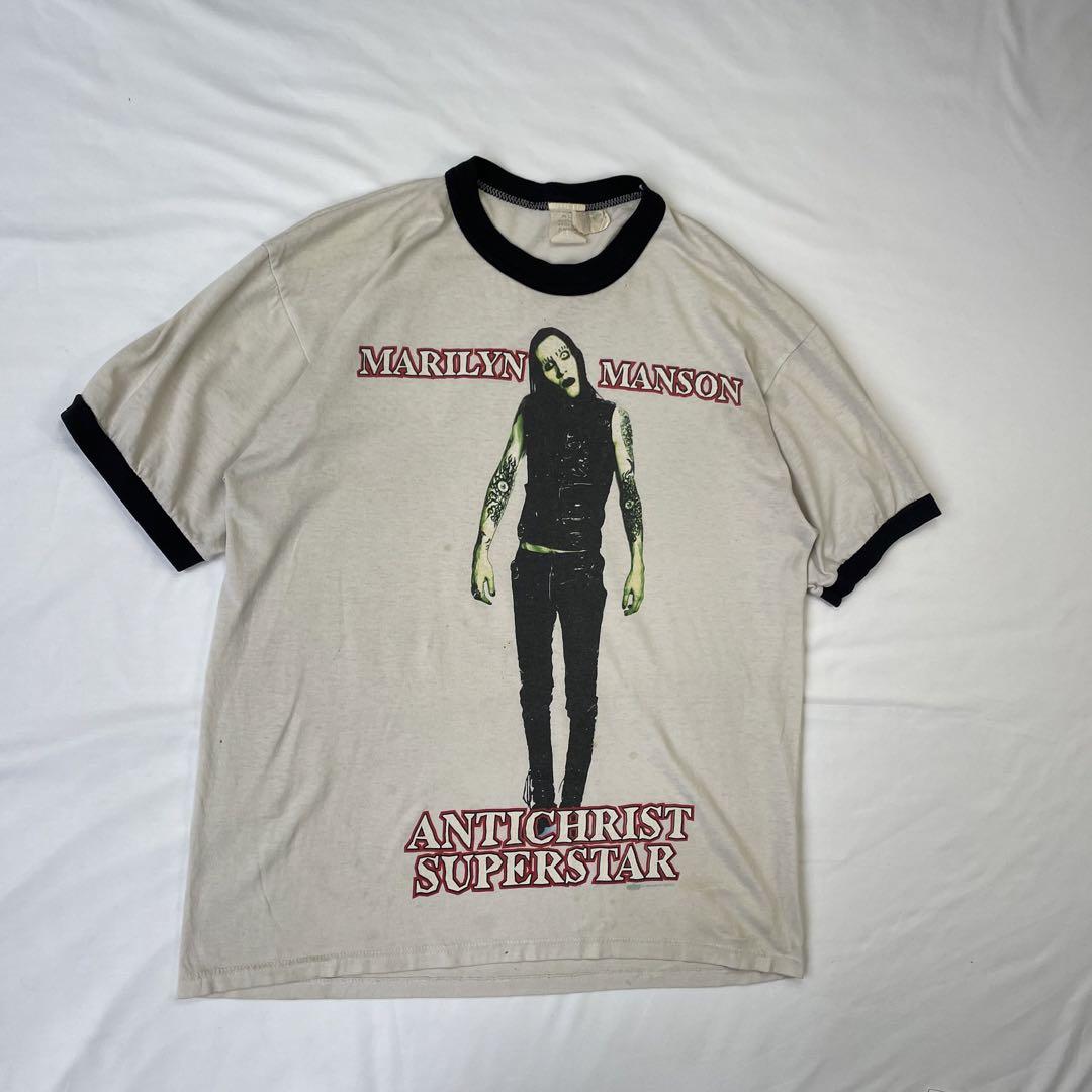 n1237 90s マリリンマンソン 当時物 USA製 リンガーTシャツ L 画像3