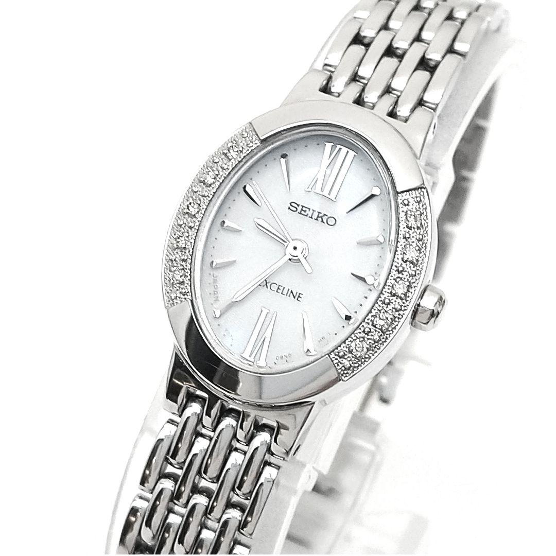 【現行・未使用級・コマ箱付】SEIKO　セイコー　エクセリーヌ　ダイア　ソーラ
