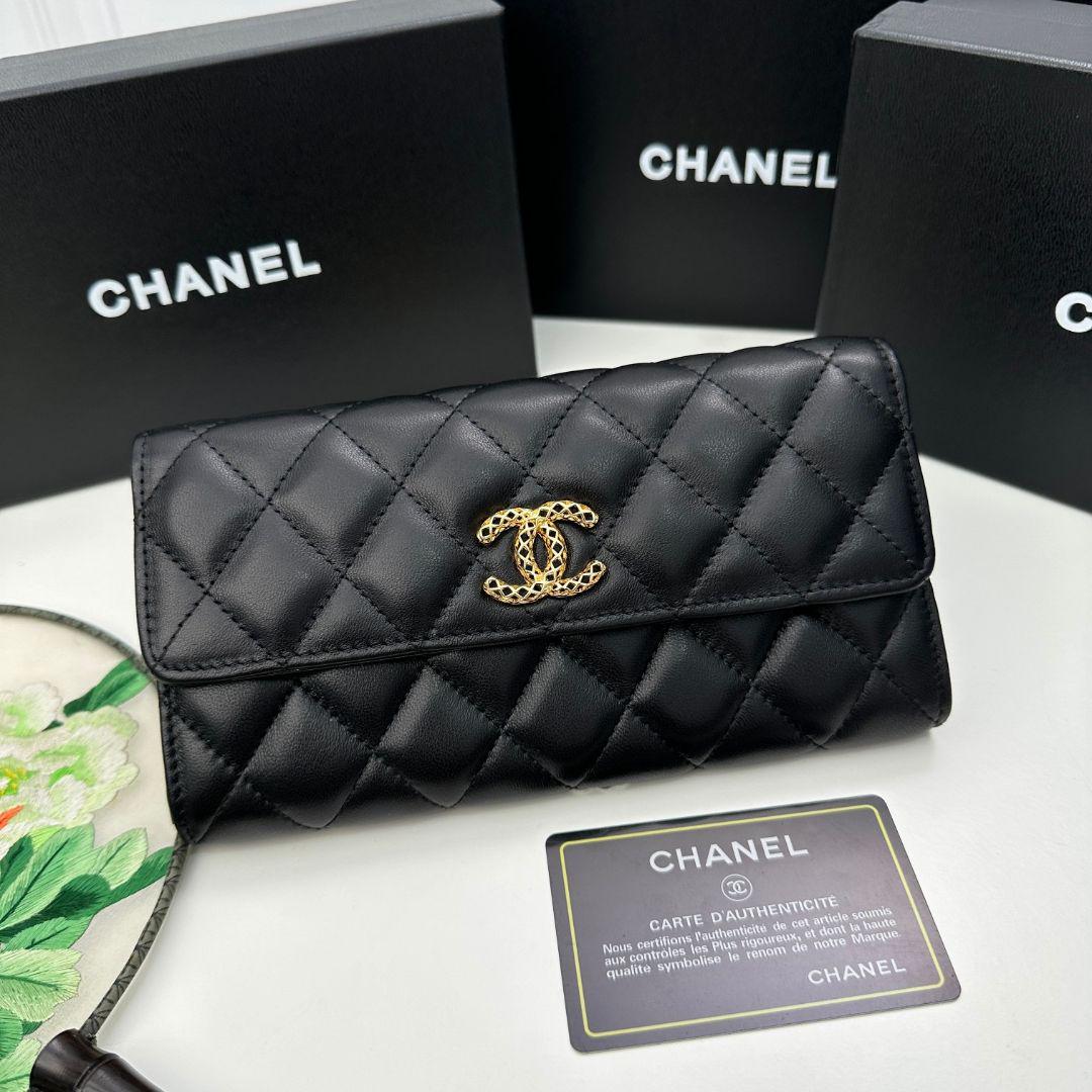 新品 CHANEL 長財布 レディース ブラック