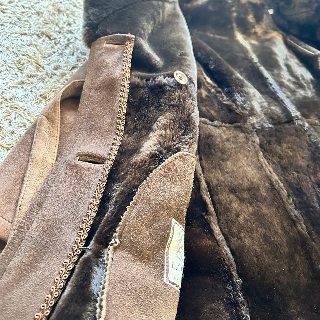 LOEWE ロエベ ムートンコート フルレングス 本革 ロング丈 ブラウン 40