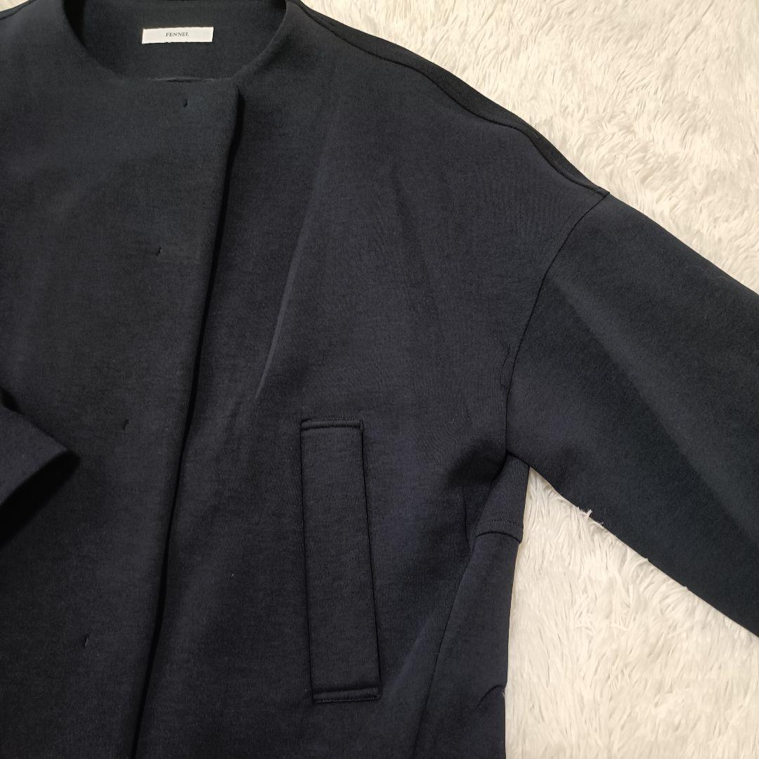 新品　ネイビー　 ノーカラー 　ジャケット　ヤマダヤ　フェンネル