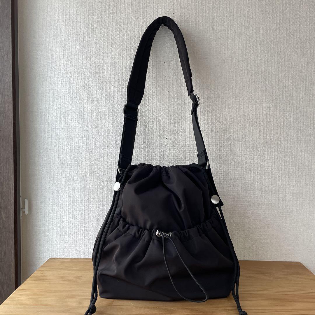 3,4回使用】ZARA ザラ ナイロン巾着バッグ ショルダーバッグ