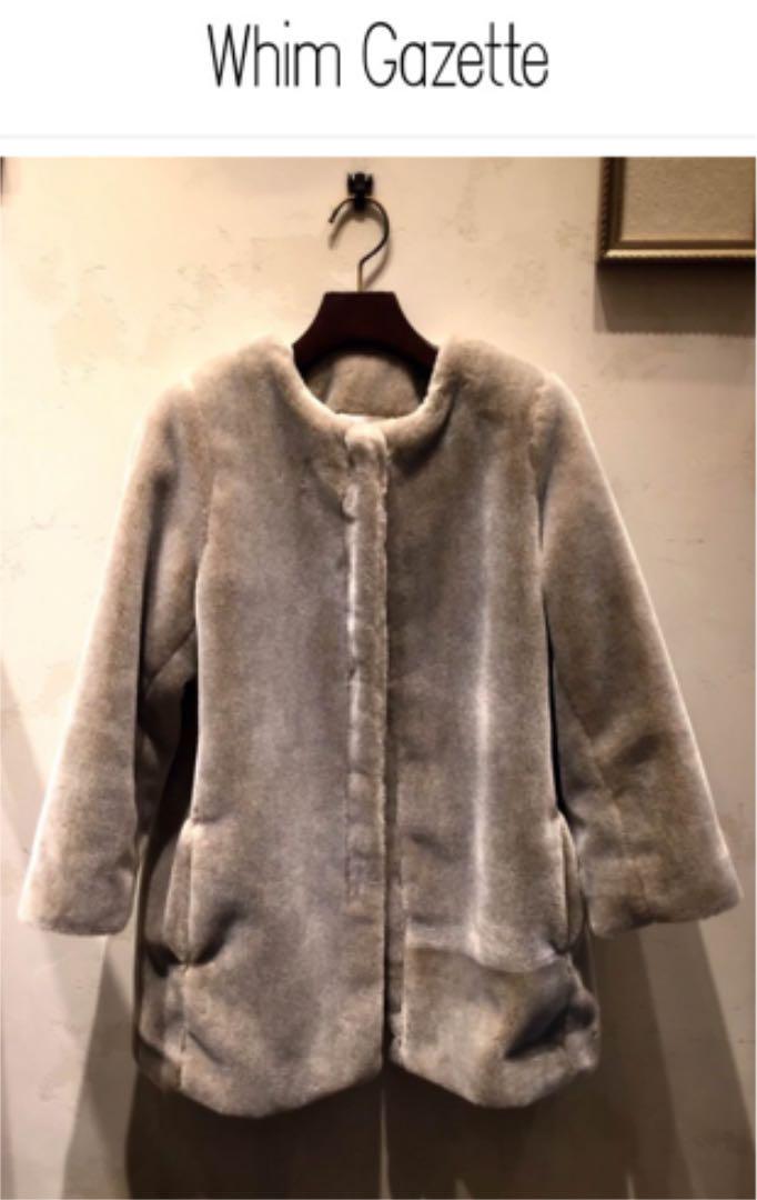 オレンジ系 Free Size新作揃え 美品 Whim Gazette フェイクファー ノーカラーコート 毛皮 ファーコート レディースオレンジ系free Size 16 315 Centreeasy Com