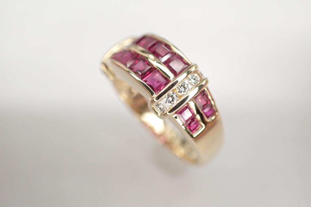 13/美品 ミキモト K18 ルビー計1.26ct ダイヤ リング 指輪