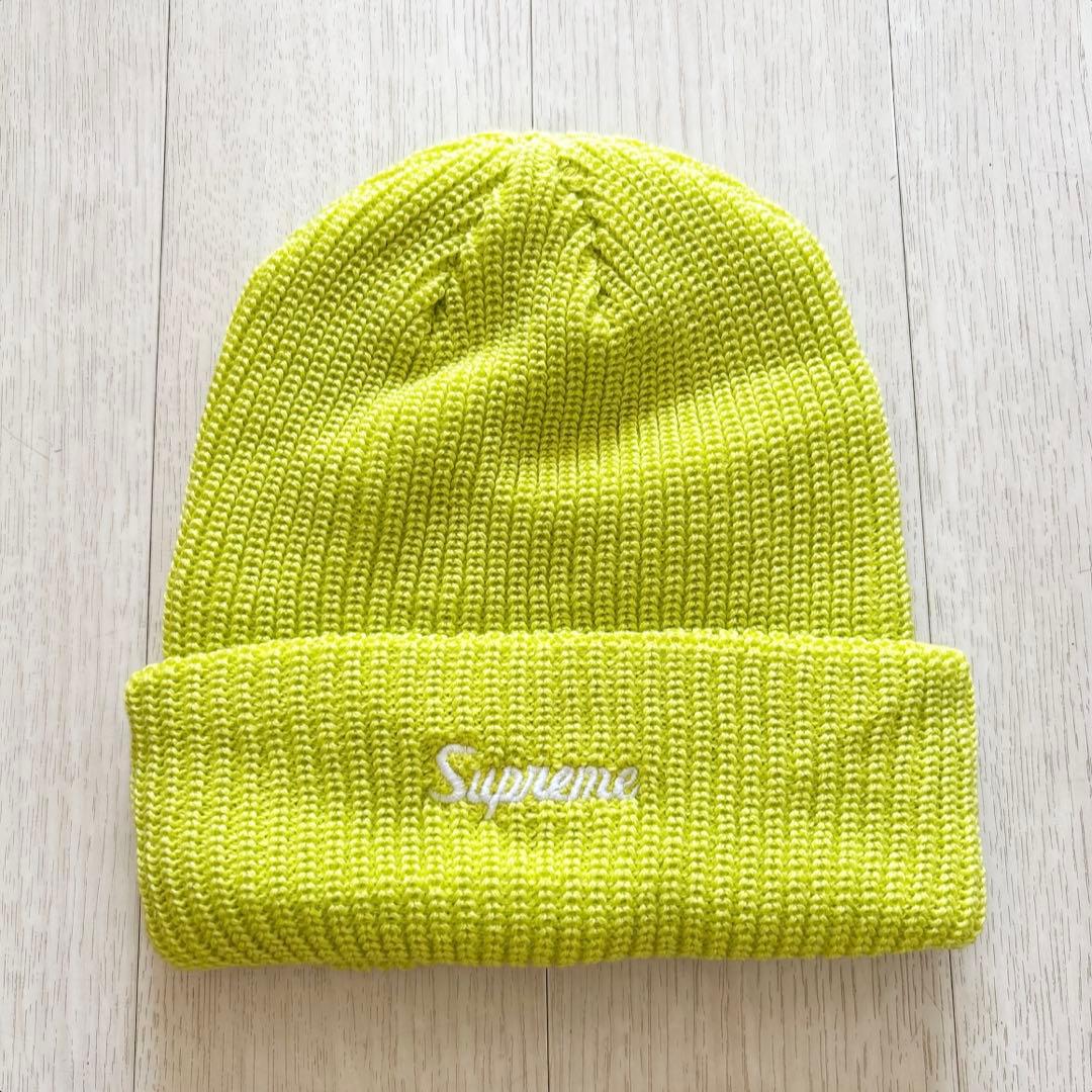残1新品 シュプリーム ルーズゲージビーニー ニットキャップ ニット帽 ライム