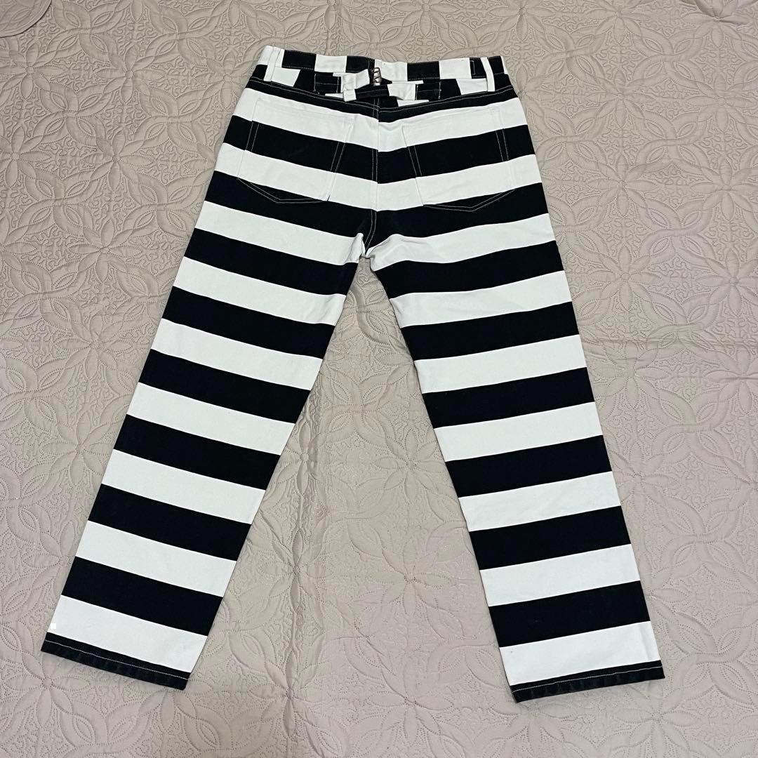 ボーダー プリズナーパンツ 囚人パンツ アメカジ 白 黒 XL