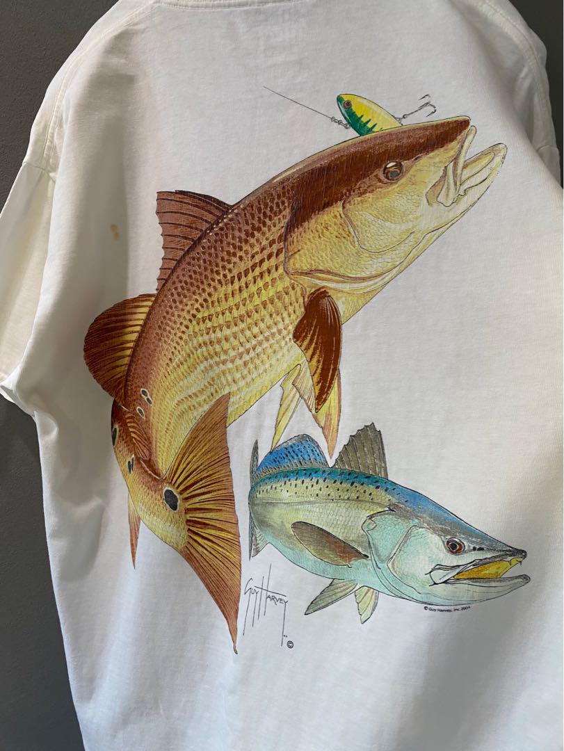 ビンテージ Guy Harvey リアル アニマル白 Tシャツ 海 魚