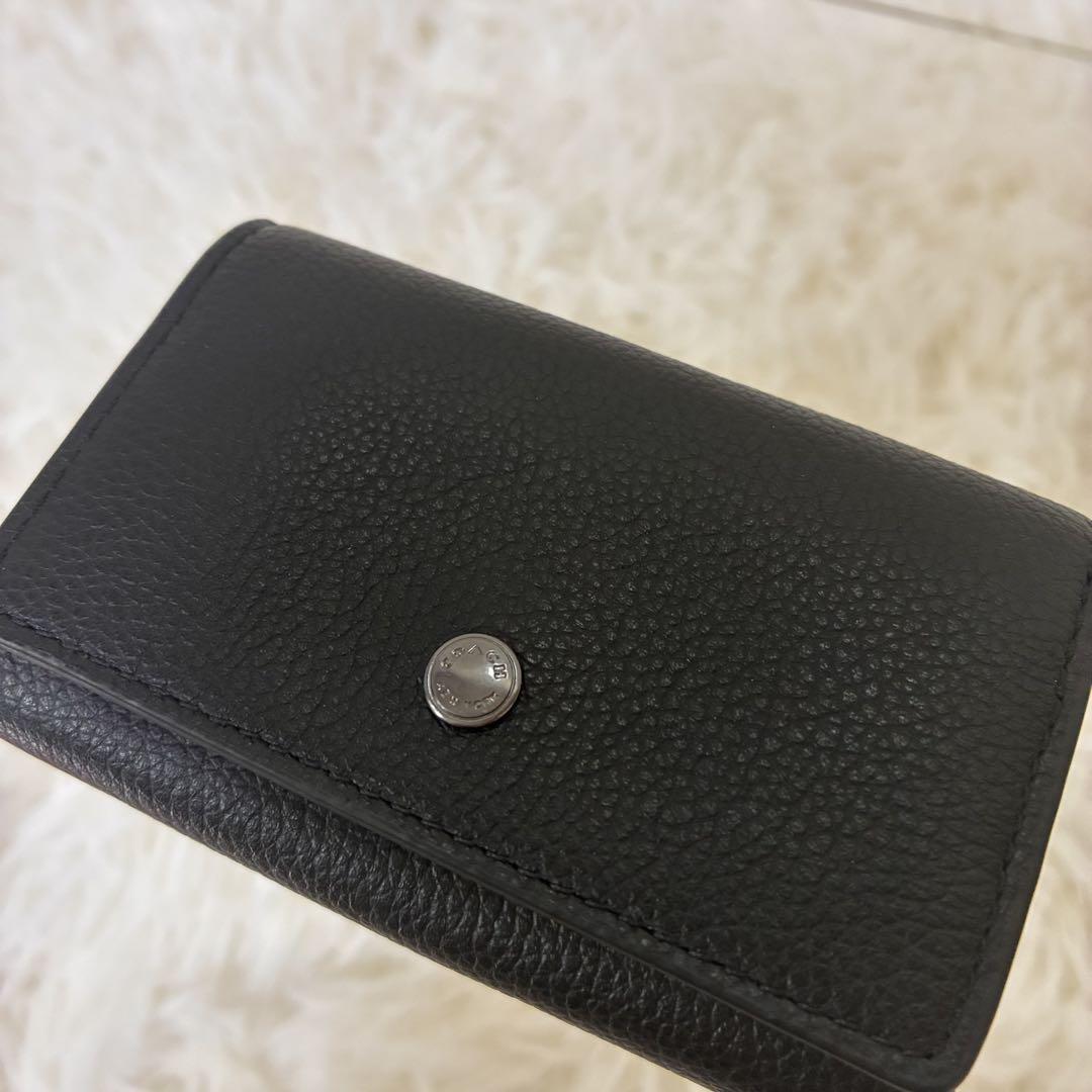 未使用級✨COACH ブラック レザー キーケース キーリング付　父の日