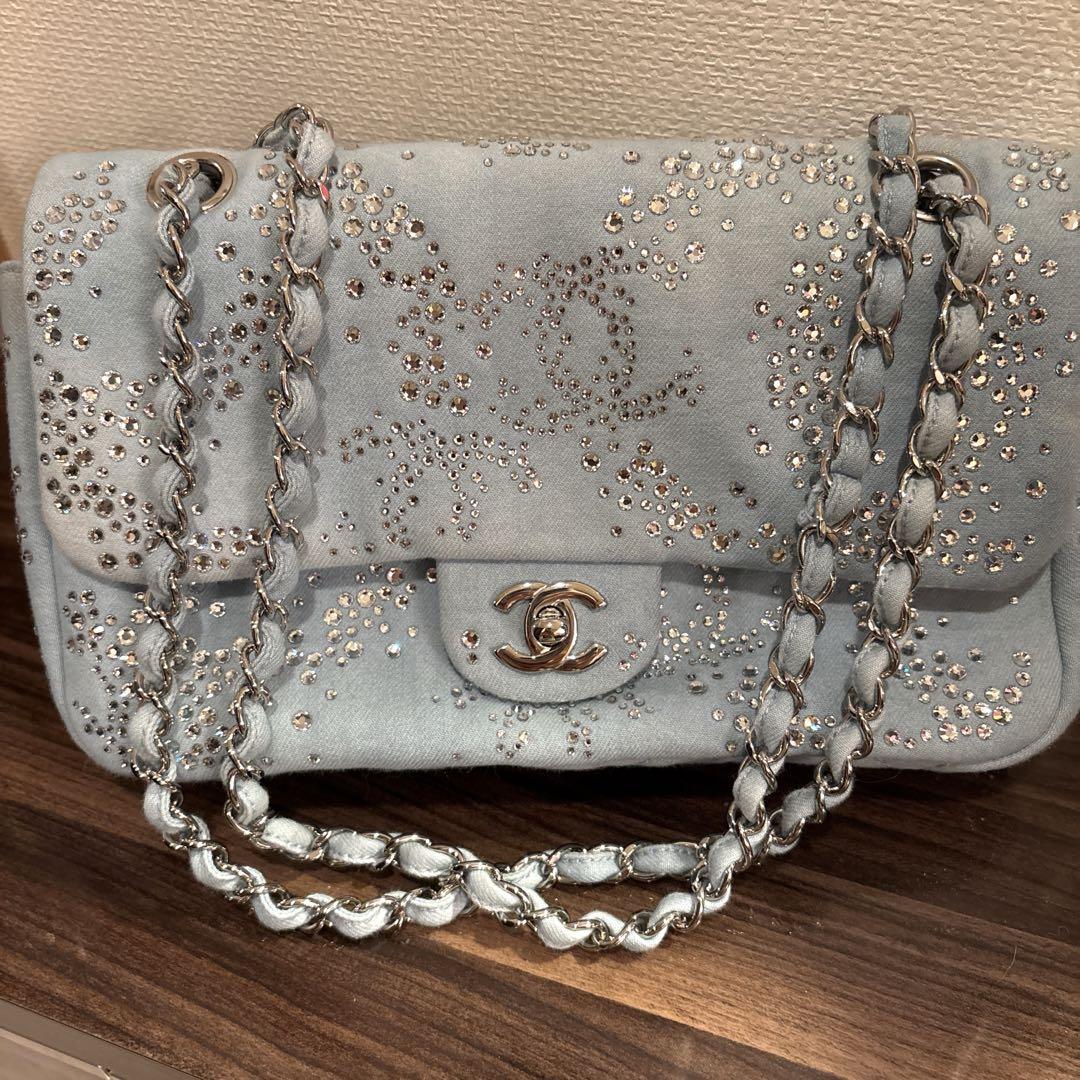 CHANEL デニム スワロフスキー　チェーンバッグ