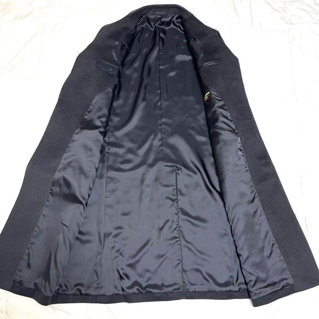 【希少サイズXL】ロングチェスターコート　カシミヤ100%　マキシ丈　黒