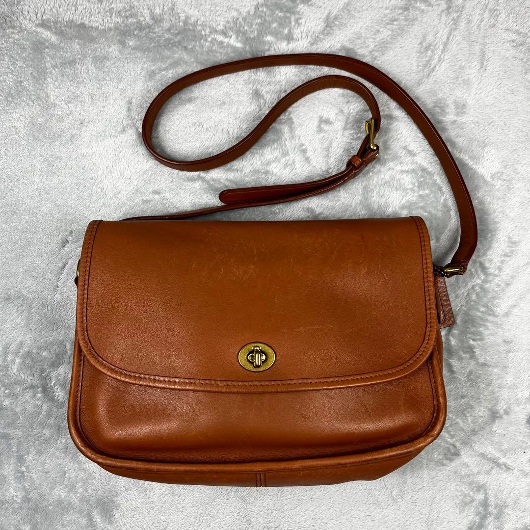 希少✨ オールドコーチ ショルダーバッグ 斜め掛け ブラウン ターンロック