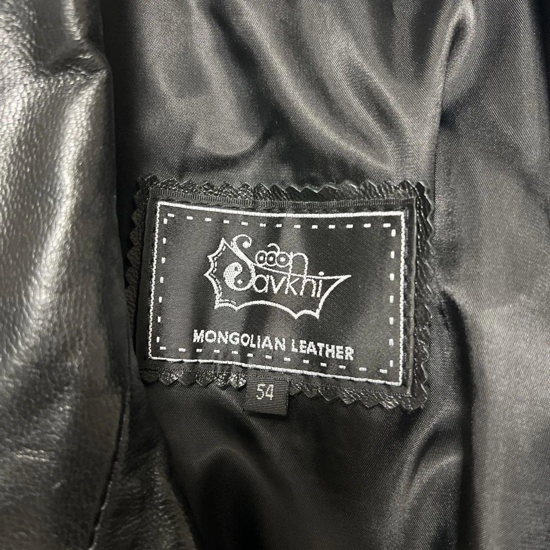 モンゴルアンレザー ダブルライダースジャケット 54 ブラック