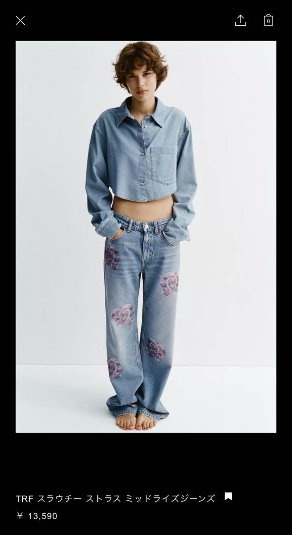 ZARA デニム TRF スラウチー ストラス ミッドライズジーンズ 32