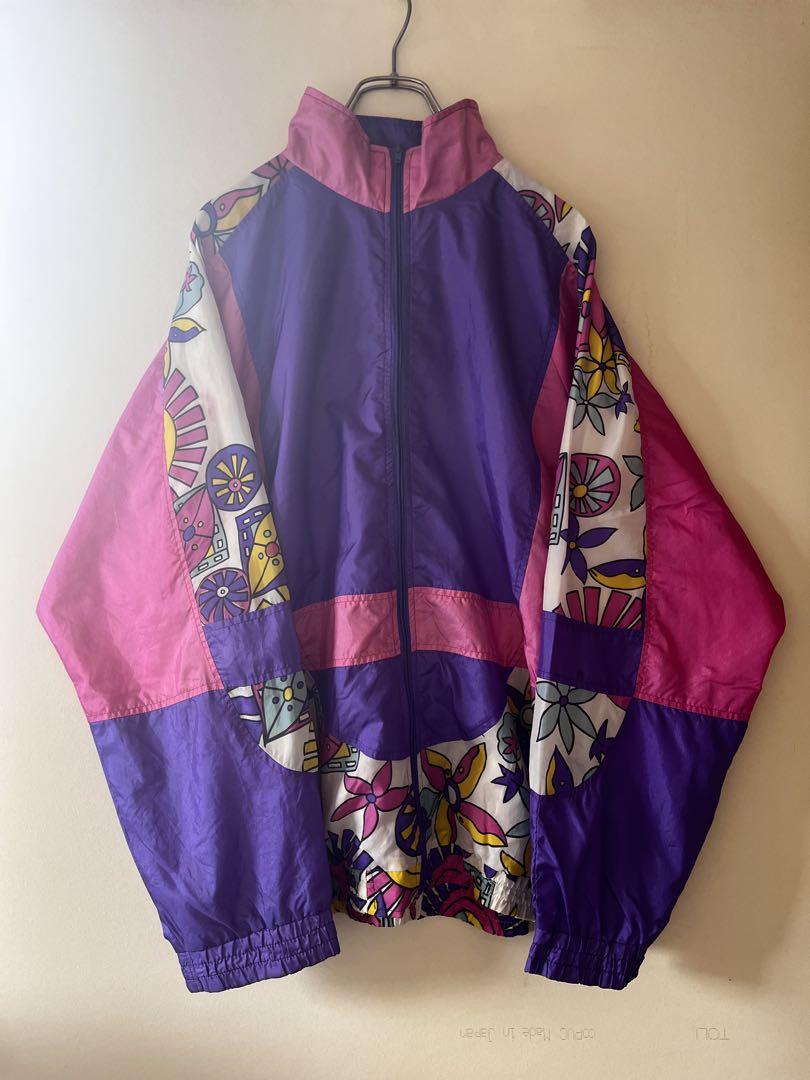 No.4020 US古着 カラフル花柄ジャンパー 紫 ピンク