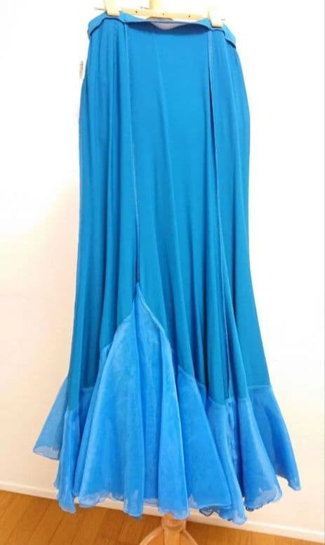 チャコット ファルダ フラメンコ衣装 S スカート ブルー レース 社交