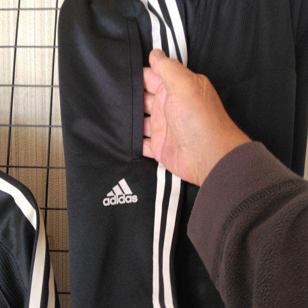 【楽ギフ_包装】 adidas JR用 黒 立ち襟長袖トレーニングスーツ上下。 ウェア
