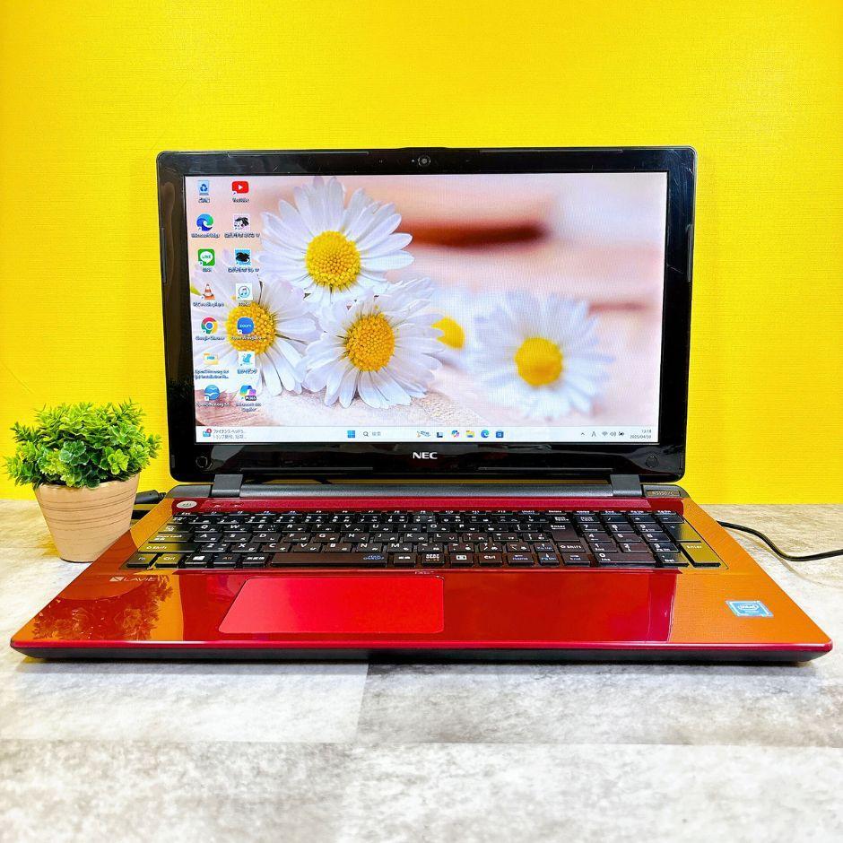 快適ノートパソコン✨可愛い赤❣Win11 SSD メモリ8G カメラ付き 薄型