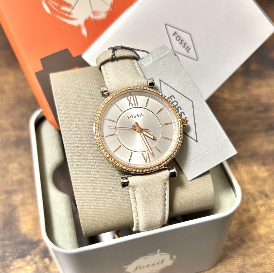 【未使用】FOSSIL ライトベージュ ストーンベゼルウォッチ 【未使用】FOSSIL ライトベージュ ストーンベゼルウォッチ