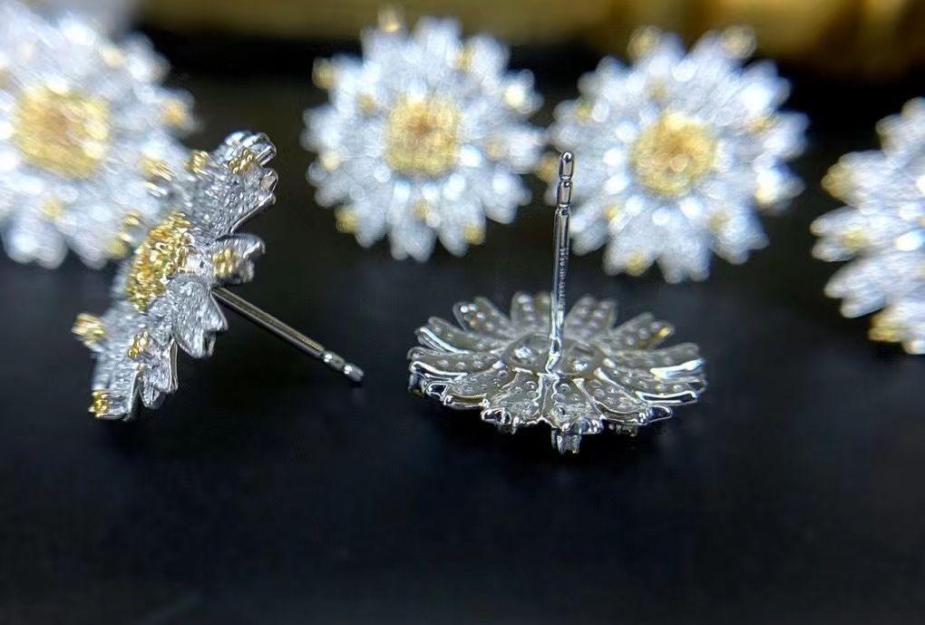 花モチーフ 天然イエローダイヤモンドピアス0.9ct k18 花モチーフ 天然イエローダイヤモンドピアス0.9ct k18
