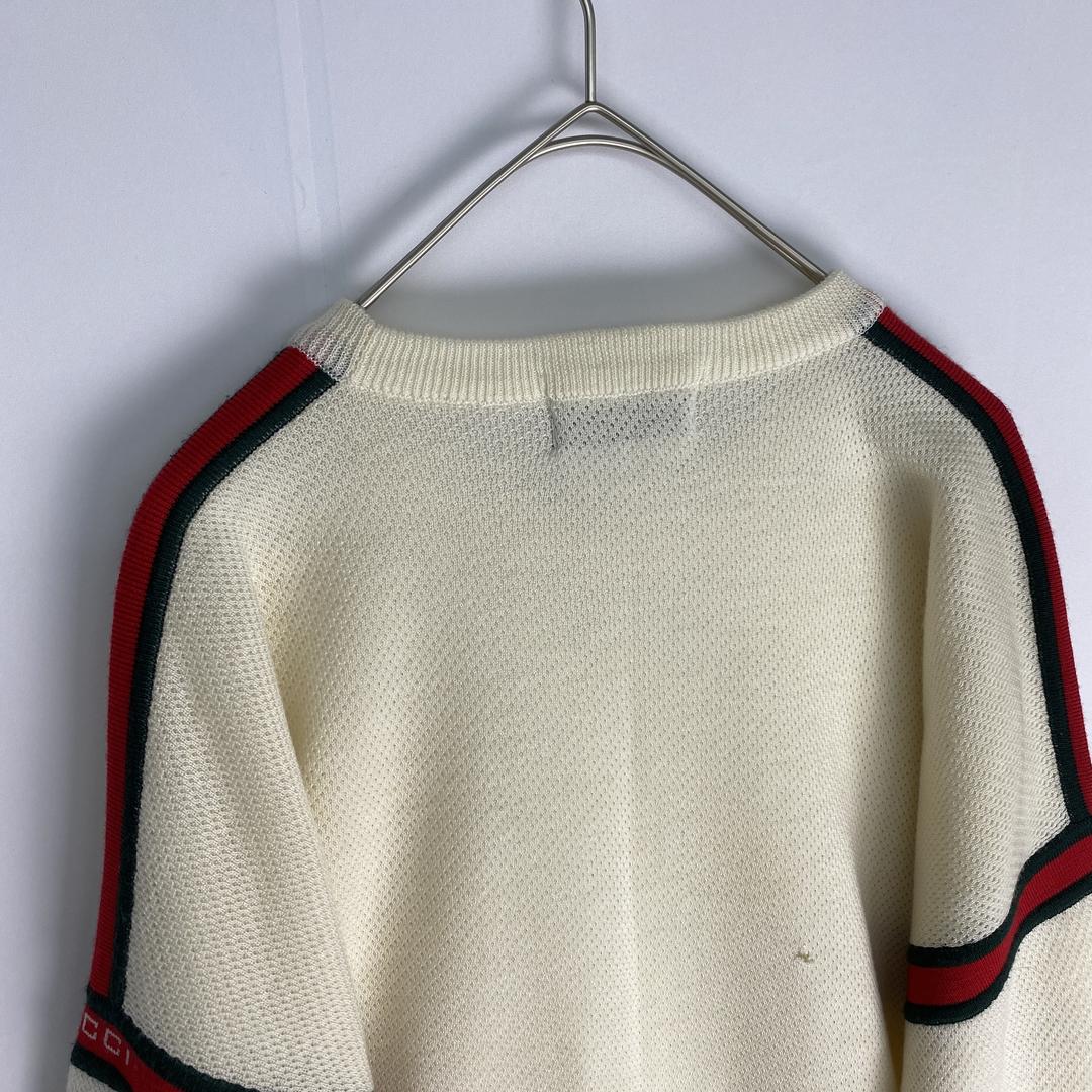 グッチ　ニット　GUCCI　70s　80s　ロゴ刺しゅう　ヴィンテージ