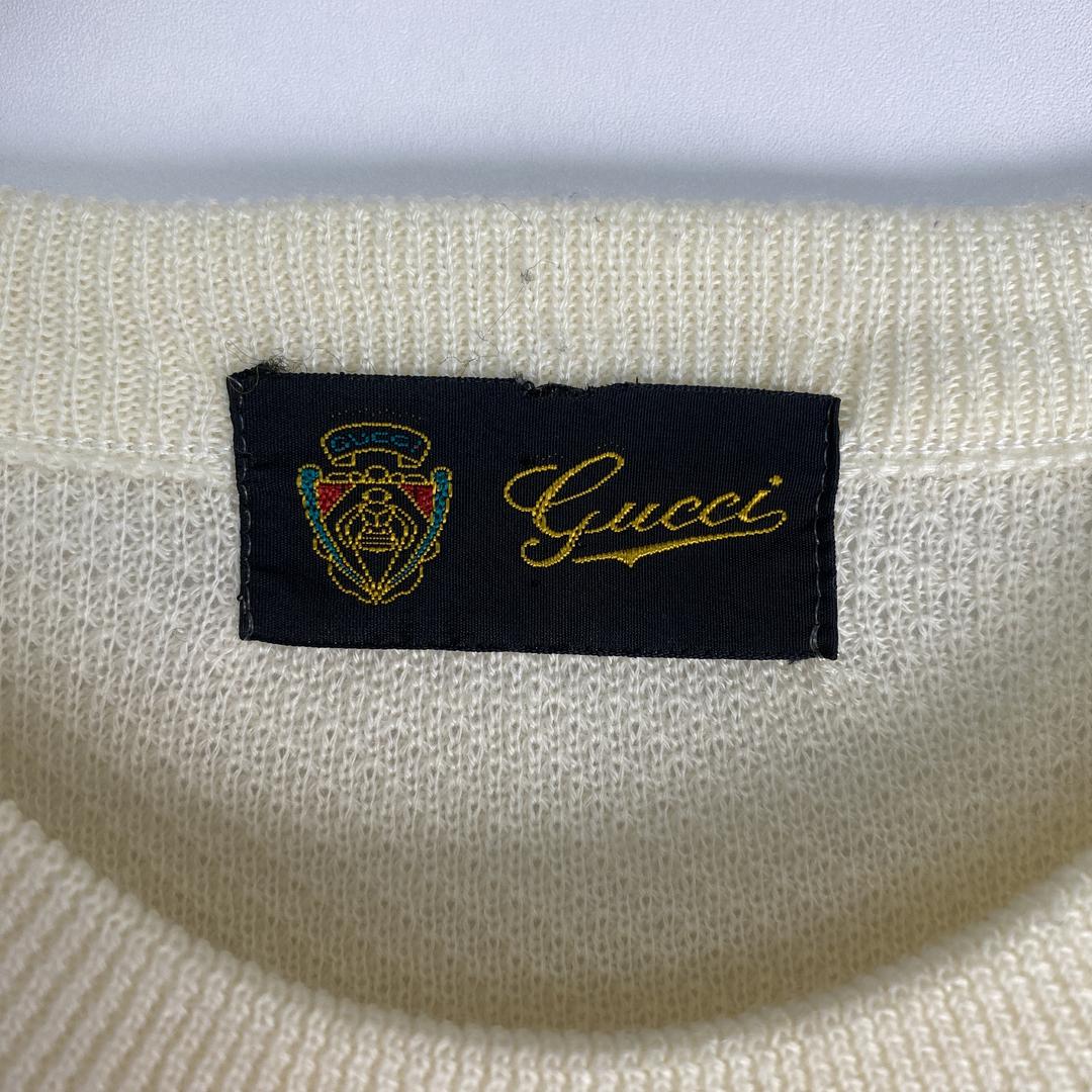 グッチ　ニット　GUCCI　70s　80s　ロゴ刺しゅう　ヴィンテージ