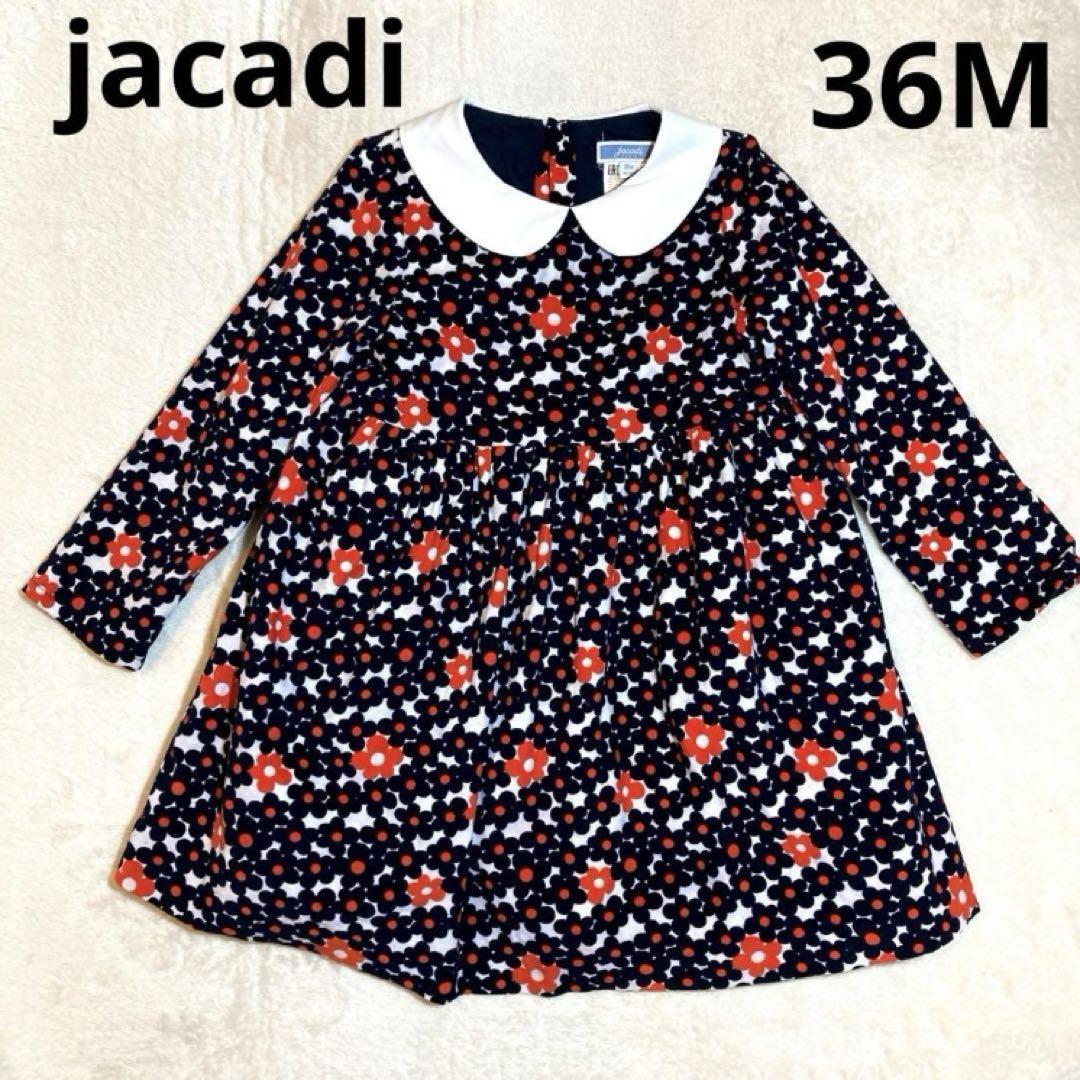 【美品】jacadi 花柄長袖ワンピース 36M 96cm jacadi 花柄 長袖ワンピース 36M 96cm