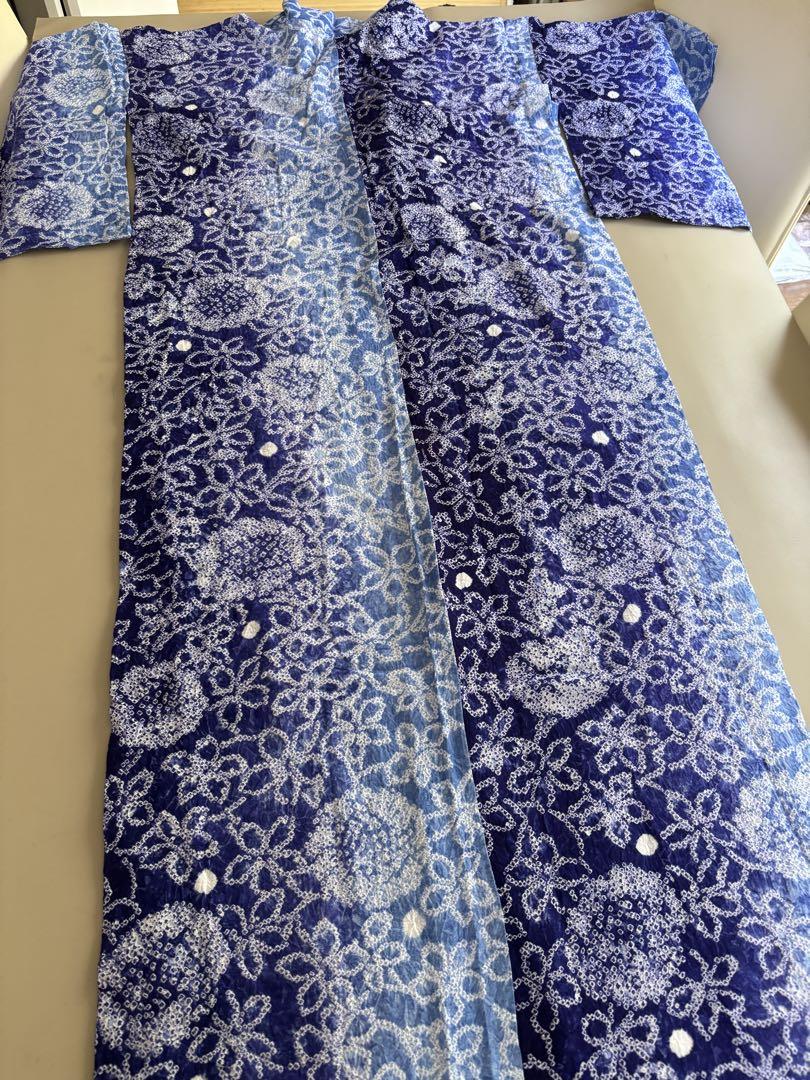 有松鳴海絞り 上質浴衣 木綿 藍ブルーグラデーション 極美品