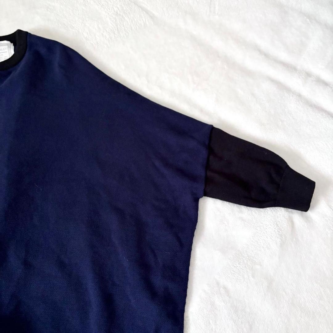 BEARDSLEY 切替ドルマンスウェット ネイビー ビアズリー 洗える 長袖 BEARDSLEY 切替ドルマンスウェット ネイビー ビアズリー 洗える 長袖