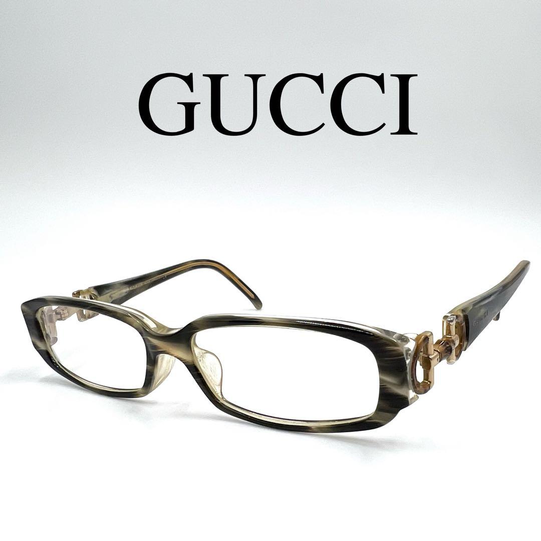 GUCCI グッチ メガネ 度入り バンブー サイドロゴ フルリム