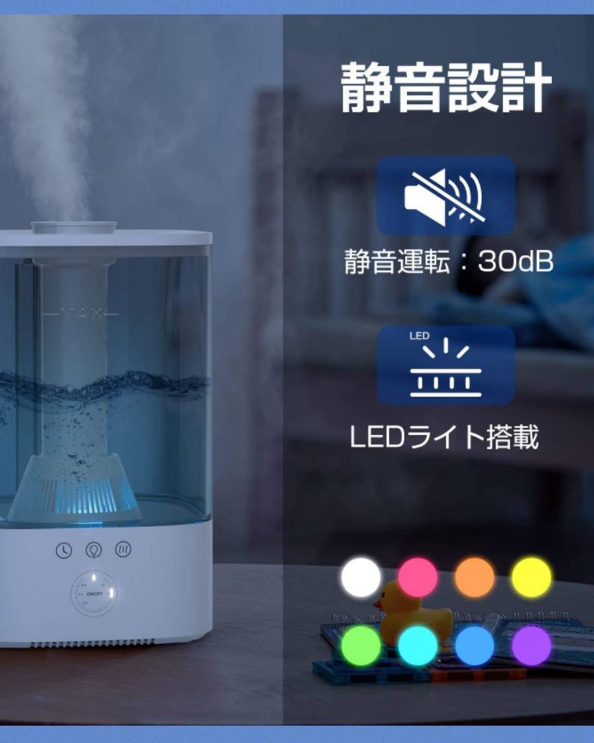 超音波加湿器 3段階ミスト調節 抗菌カートリッジ搭載