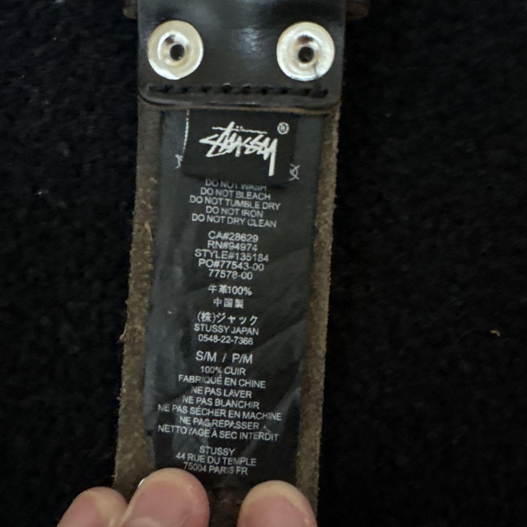 STUSSYスタッズ付きダークブラウンレザーベルト