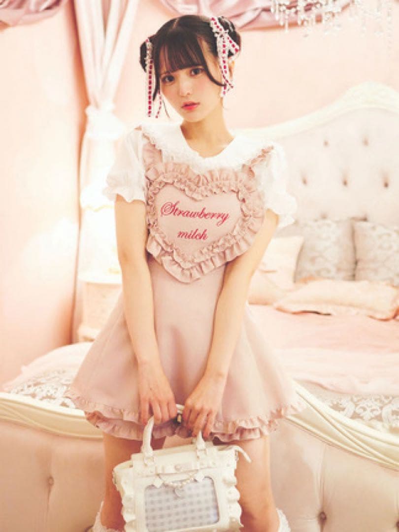 Ank Rouge ハートエプロンセットアップ ピンク